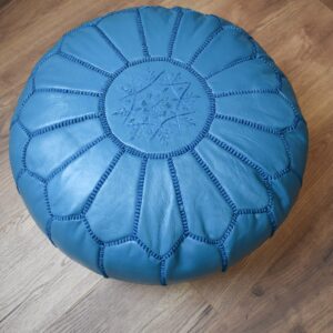 Berber Artisanal Leather Pouffe Handmade Delivered stuffed Pouf
