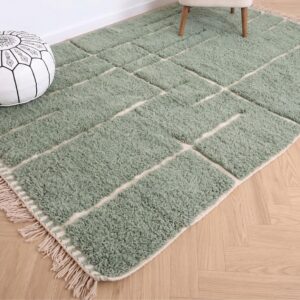 Berber Custom Design Wool Geometric Neutral Living Room Rug