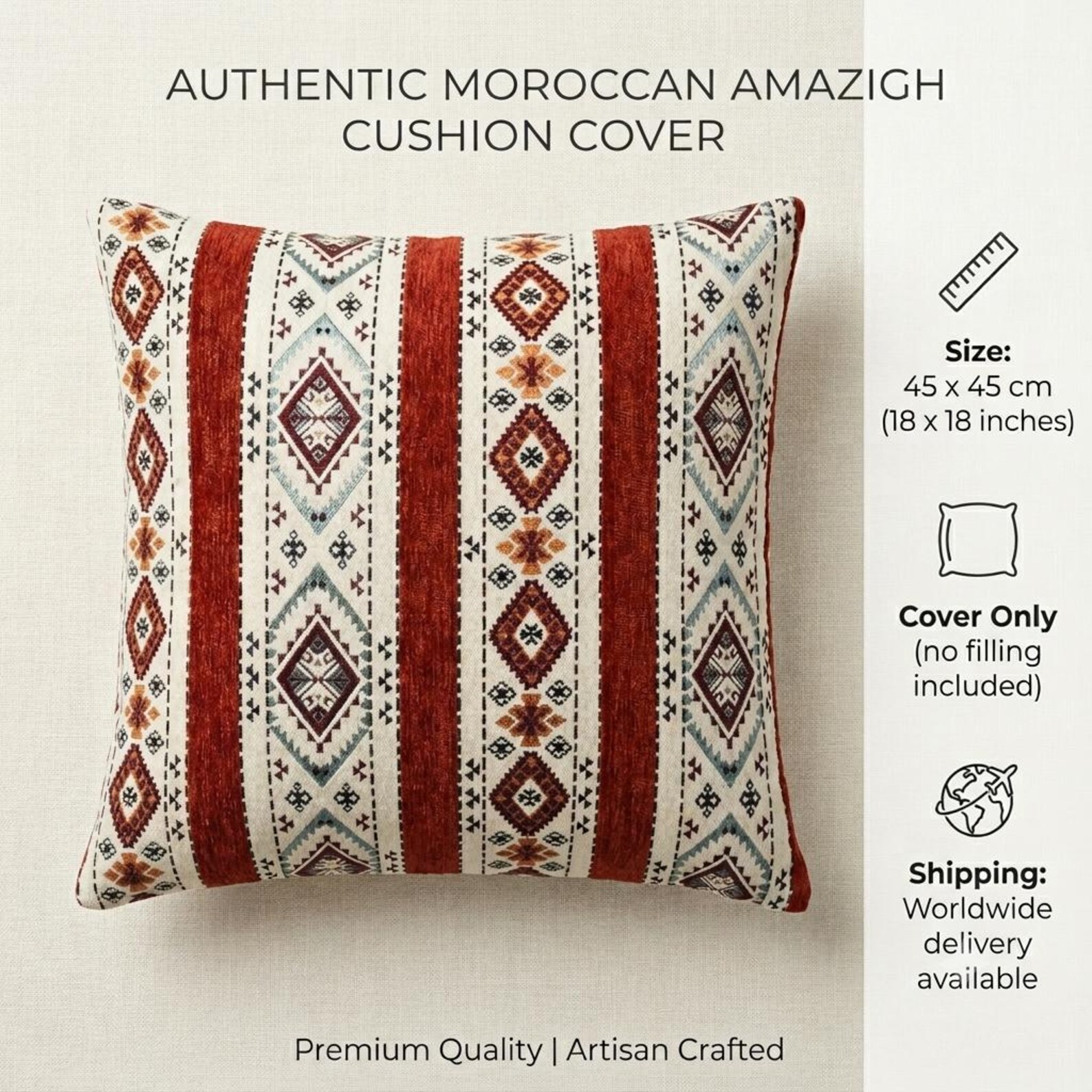 Berber Handmade Style Cushion Cover Boho Pillow Decor