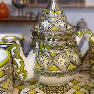 Berber Handmade Tea Set Silver Nickel Pottery Bowl