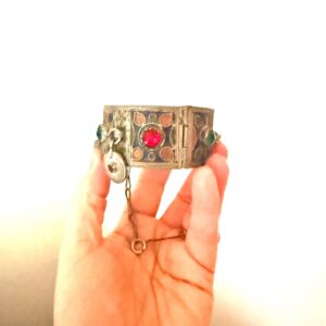 Amazigh Vintage Enamelled Red Cuff Bangle Coin Bracelet