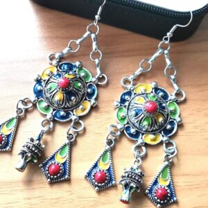 Traditional Kabyle Amazigh Berbères Three-Charm Handmade Dangle Earrings