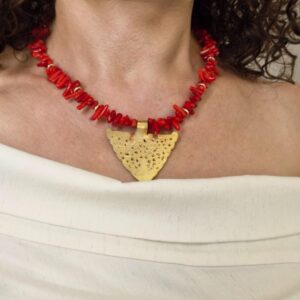 Amazigh Kabyle Red Coral Medallion Corail Necklace Jewelry