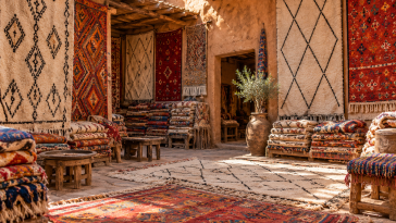 Collection of handmade Amazigh rugs with traditional designs