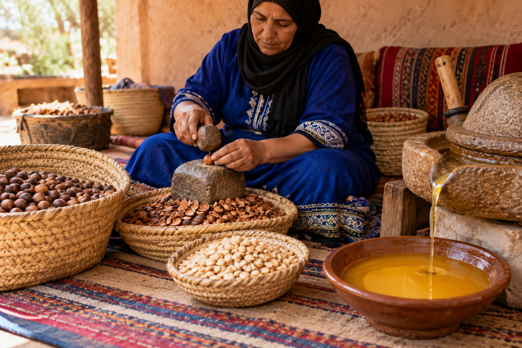 Traditional production of culinary argan oil