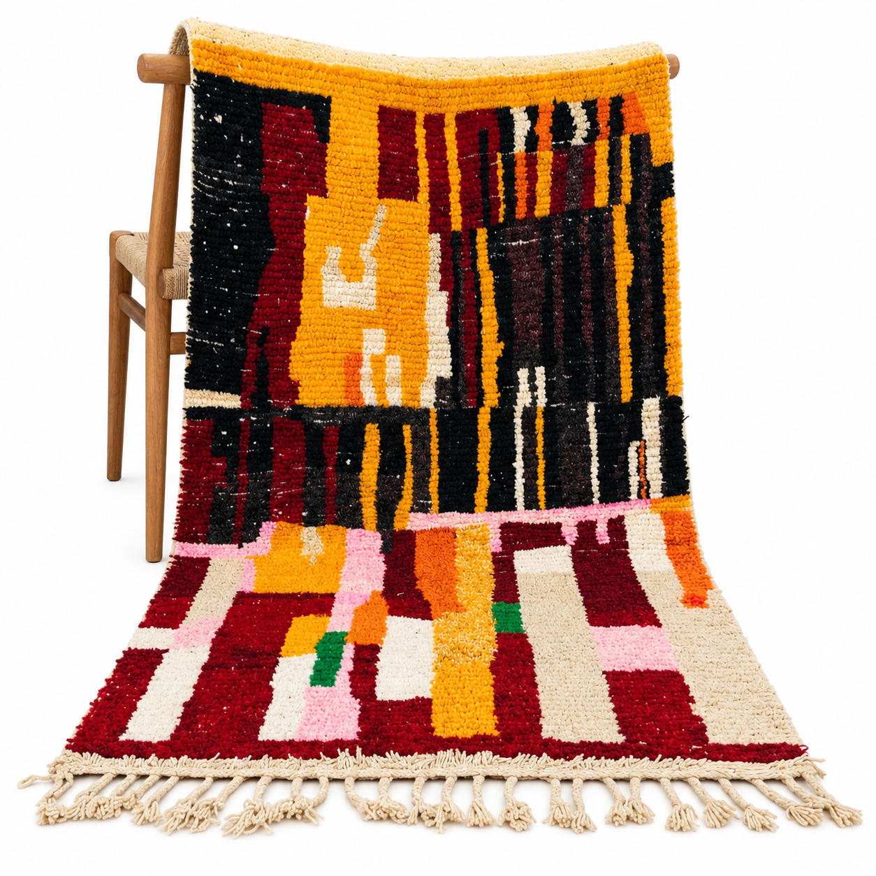 Amazigh Azilal Berber Abstract Wool Tribal Rug Handwoven Carpet