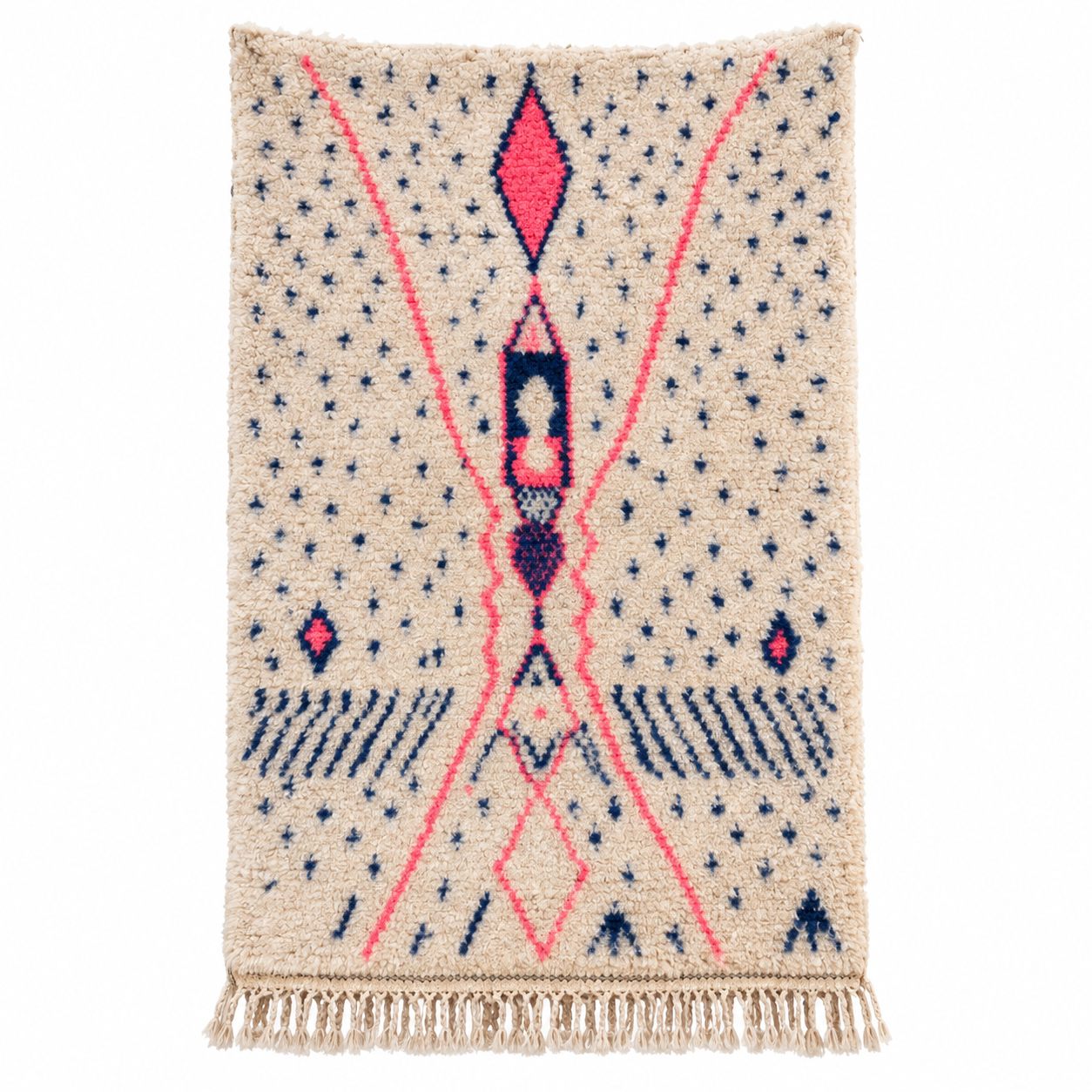 Amazigh Azilal Berber Handmade Wool Rug with Tribal Motif