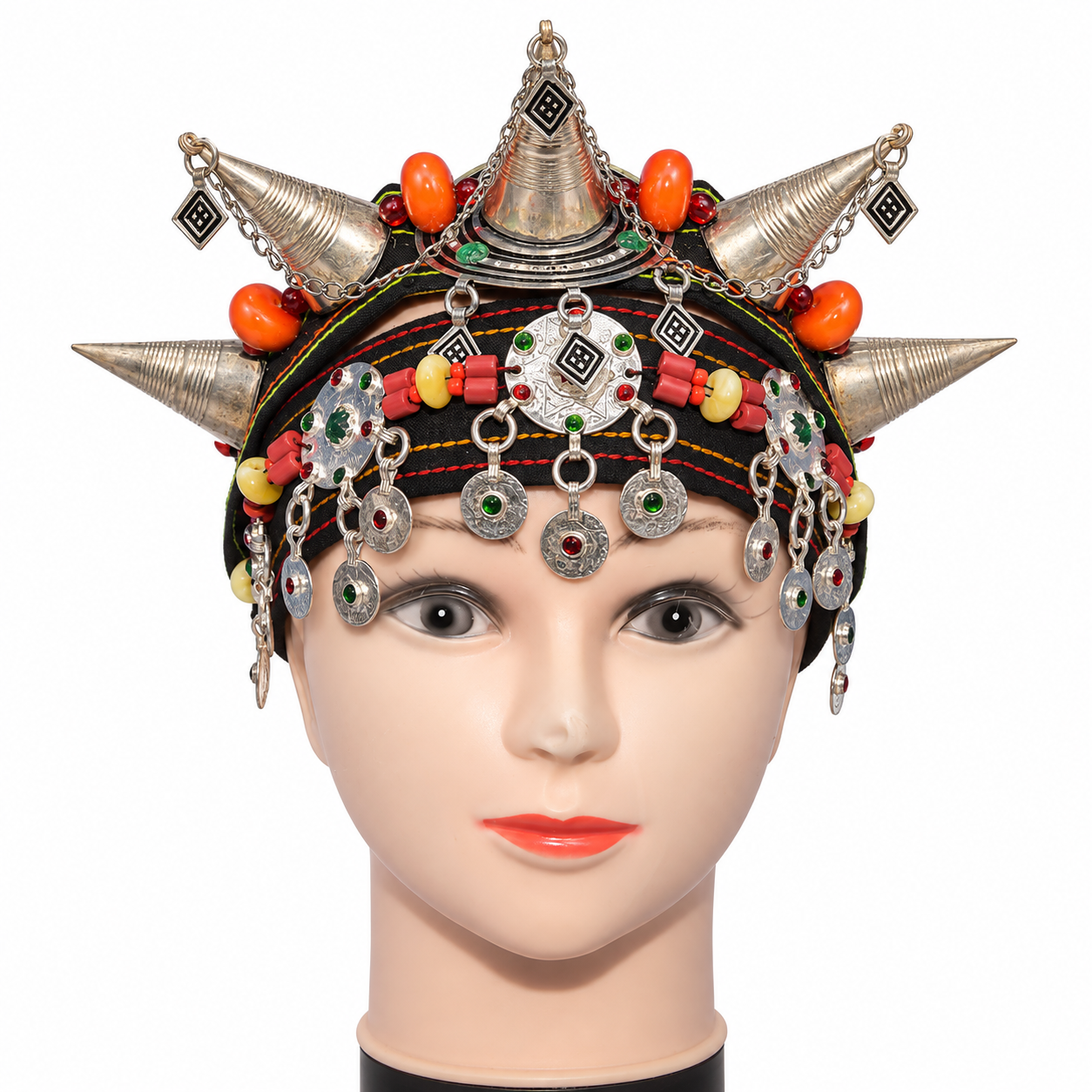 Amazigh Berber Asni Crown Tiara Head Jewelry Set with Earrings