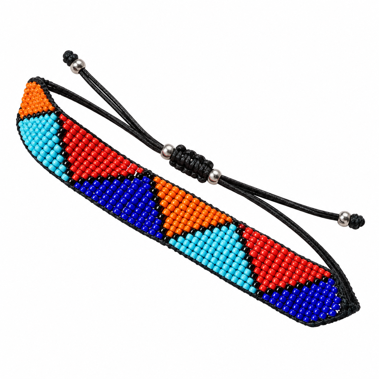 Amazigh Berber Beaded Glass Bracelet with Colorful Geometric Design