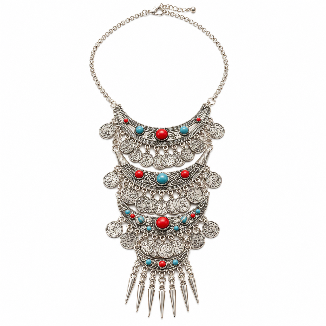 Amazigh Berber Beaded Necklace Red Blue Traditional Wedding Jewelry