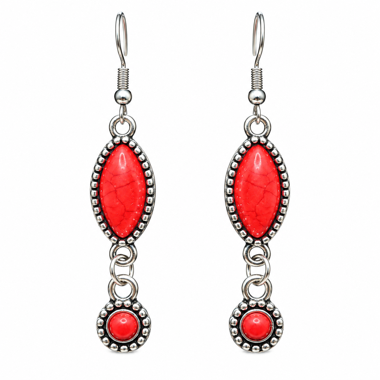 Amazigh Berber Earrings with Silver Coral Inspired Design