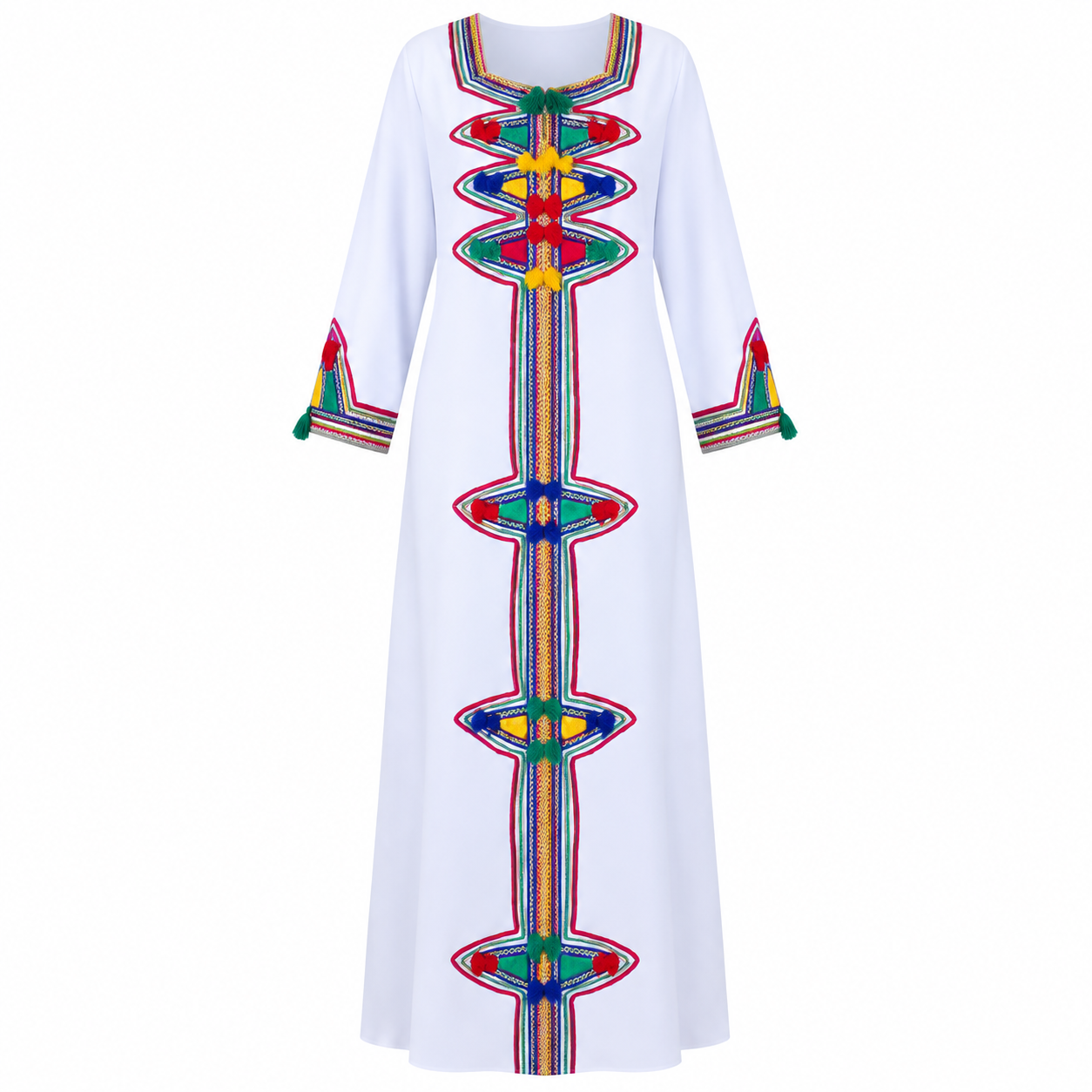 Amazigh Berber Embroidered Kaftan Dress with Yaz Patterns