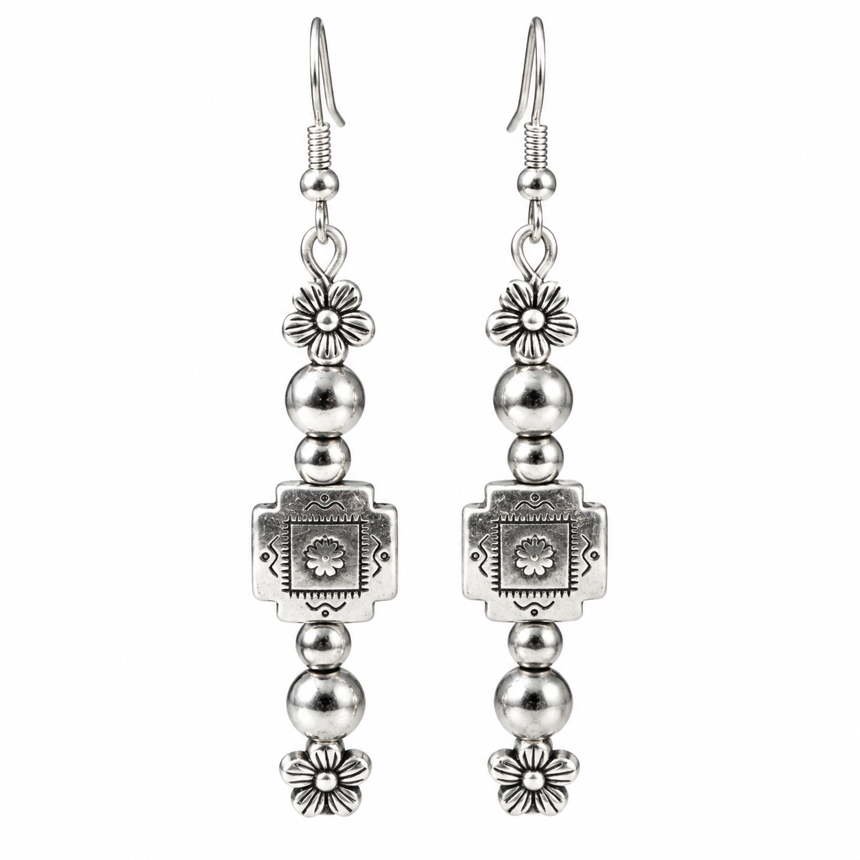Amazigh Berber Floral Geometric Symbol Earrings Cultural Design