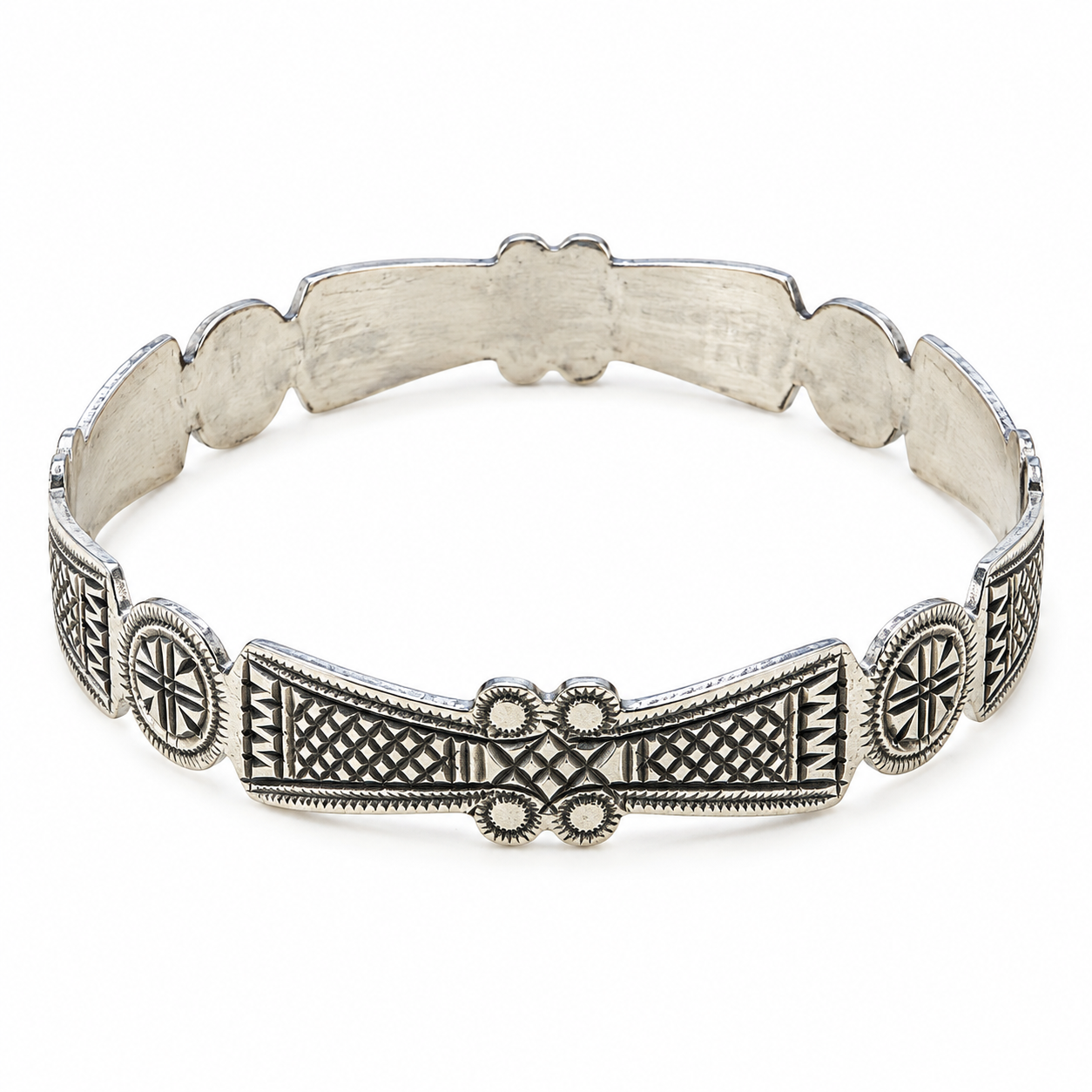 Amazigh Berber Gravé 925 Silver Engraved Cuff Bracelet