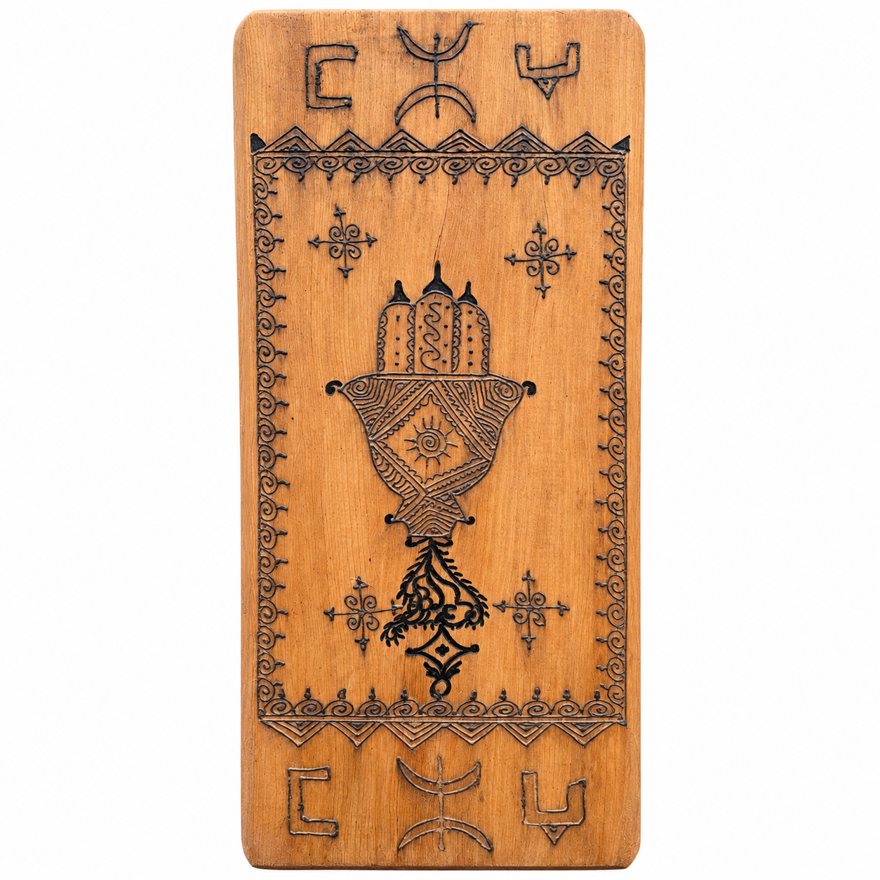Amazigh Berber Hand of Fatima Wooden Wall Art Decor