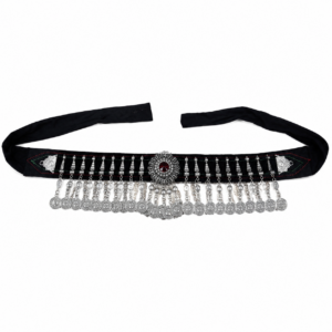 Amazigh Berber Handmade Black Coin Belt with Traditional Motifs