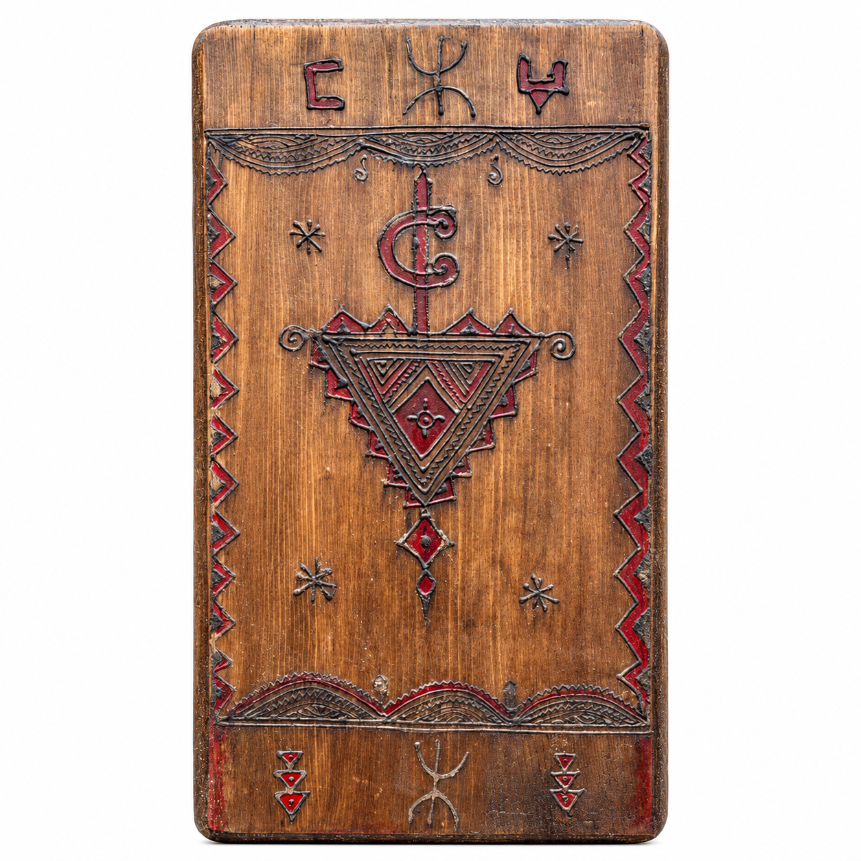 Amazigh Berber Handmade Henna Wooden Wall Art Decor