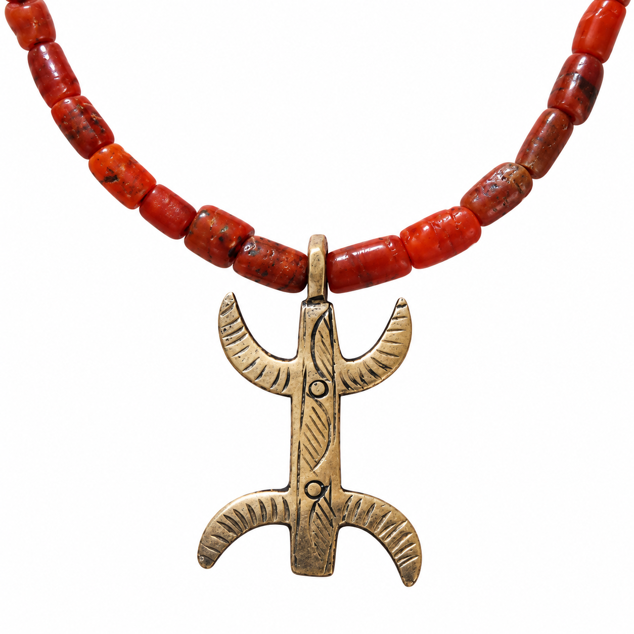 Amazigh Berber Handmade Necklace with Metal Pendant and Beads