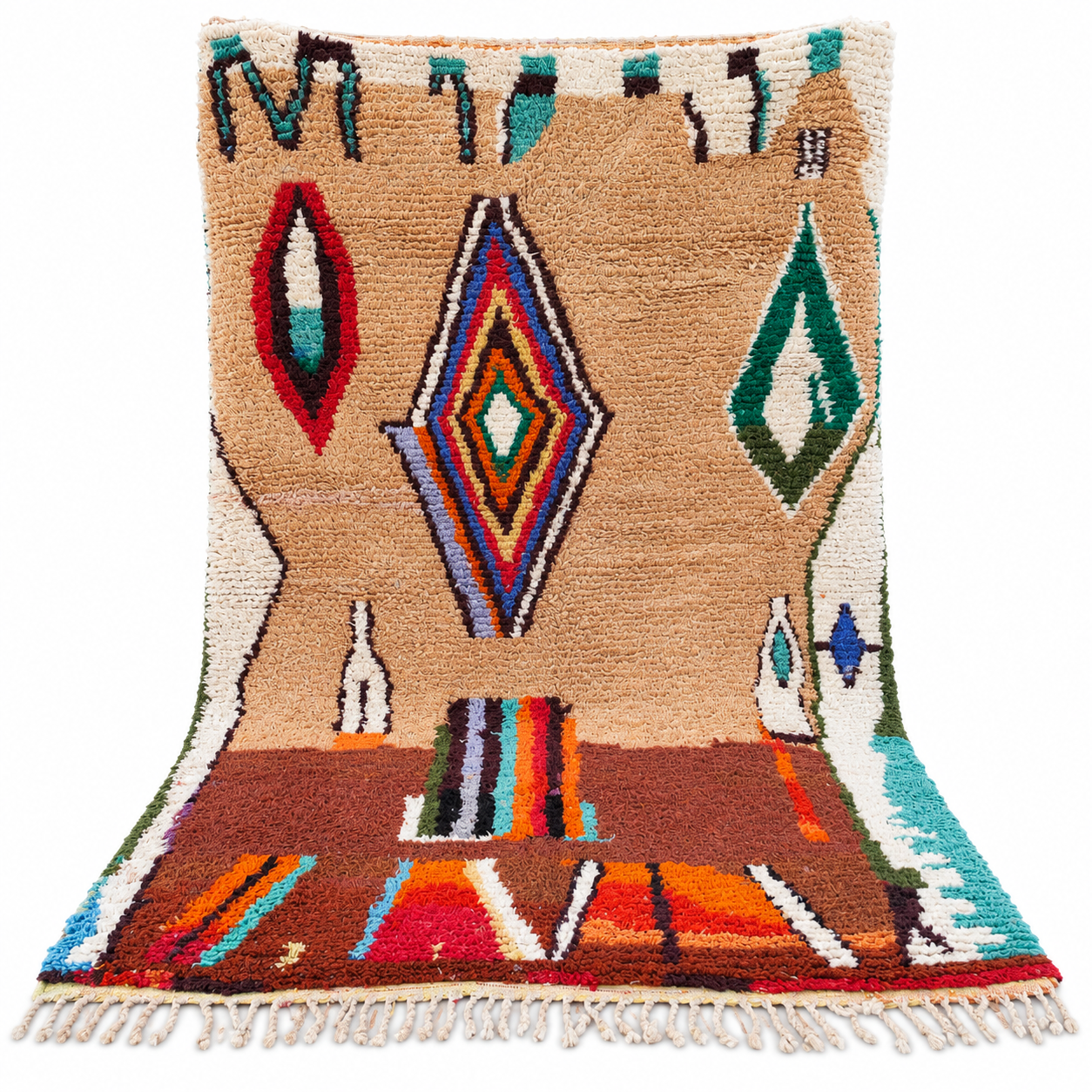 Amazigh Berber Handmade Wool Geometric Rug Colorful Boho Carpet
