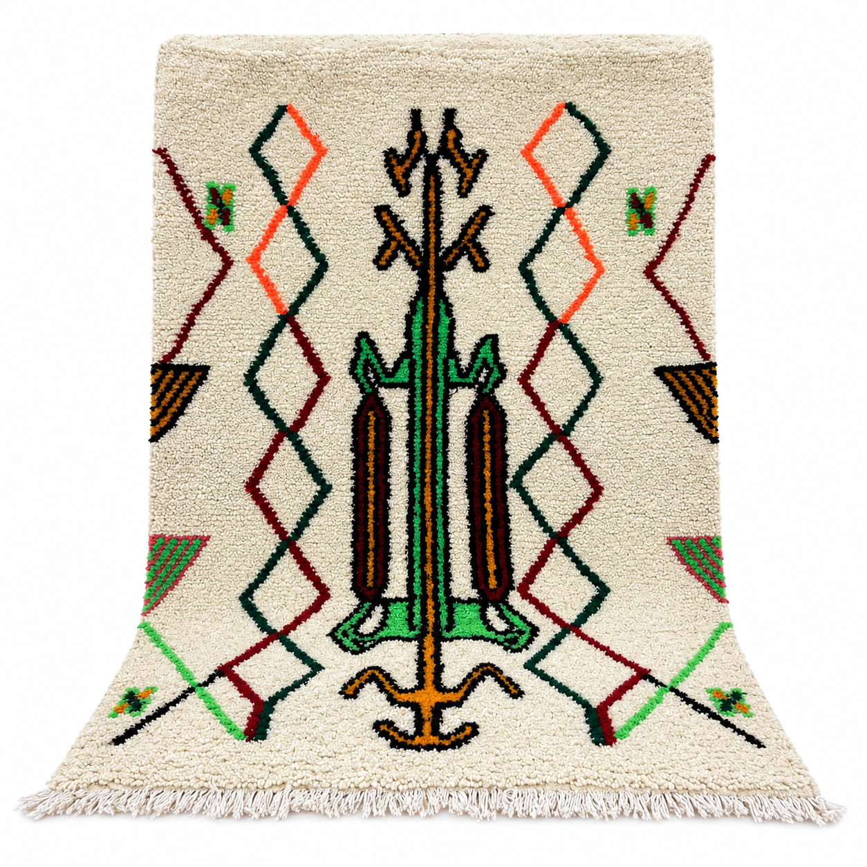 Amazigh Berber Handmade Wool Rug With Tribal Geometric Design