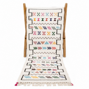 Amazigh Berber Handwoven Runner Rug with Colorful Patterns