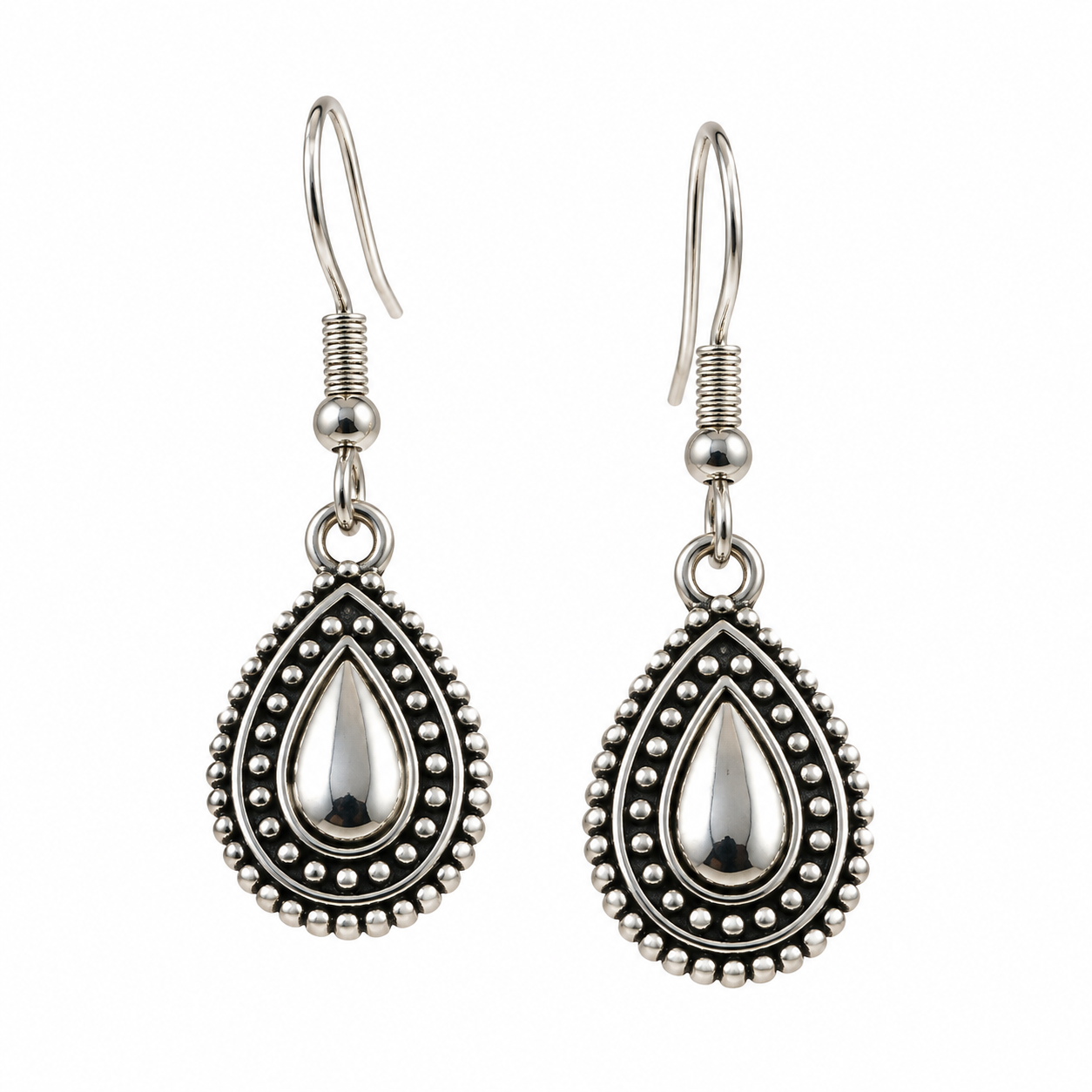 Amazigh Berber Inspiration Drop Earrings with Teardrop Form