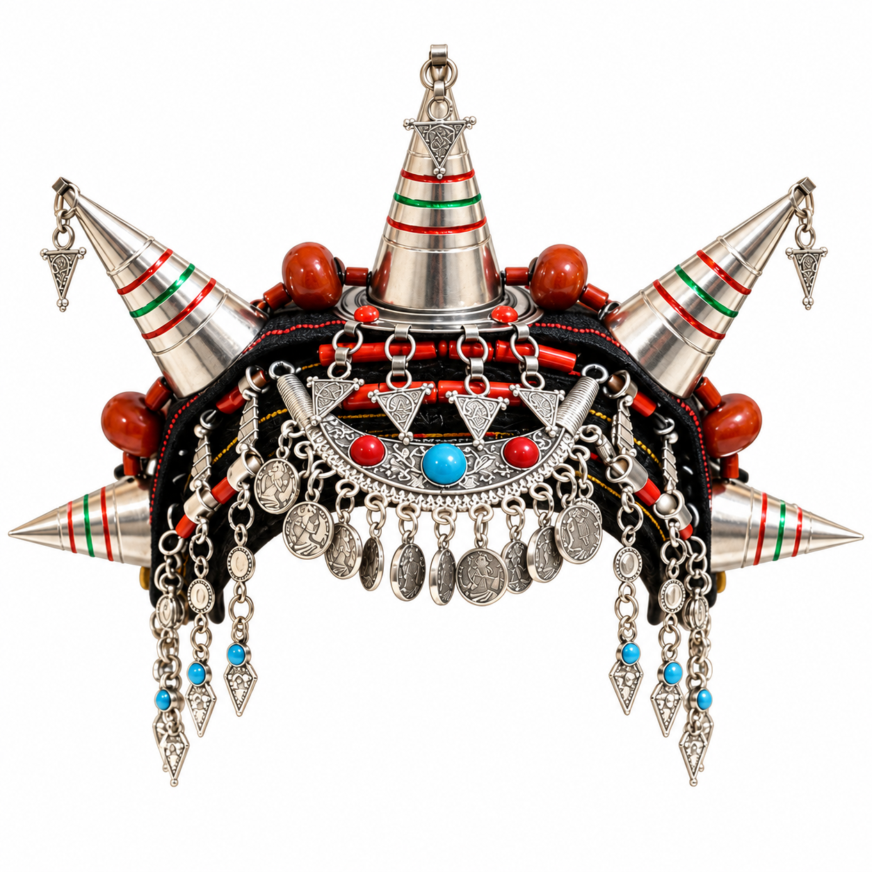 Amazigh Berber Isni Tounza Traditional Silver Headband Headdress