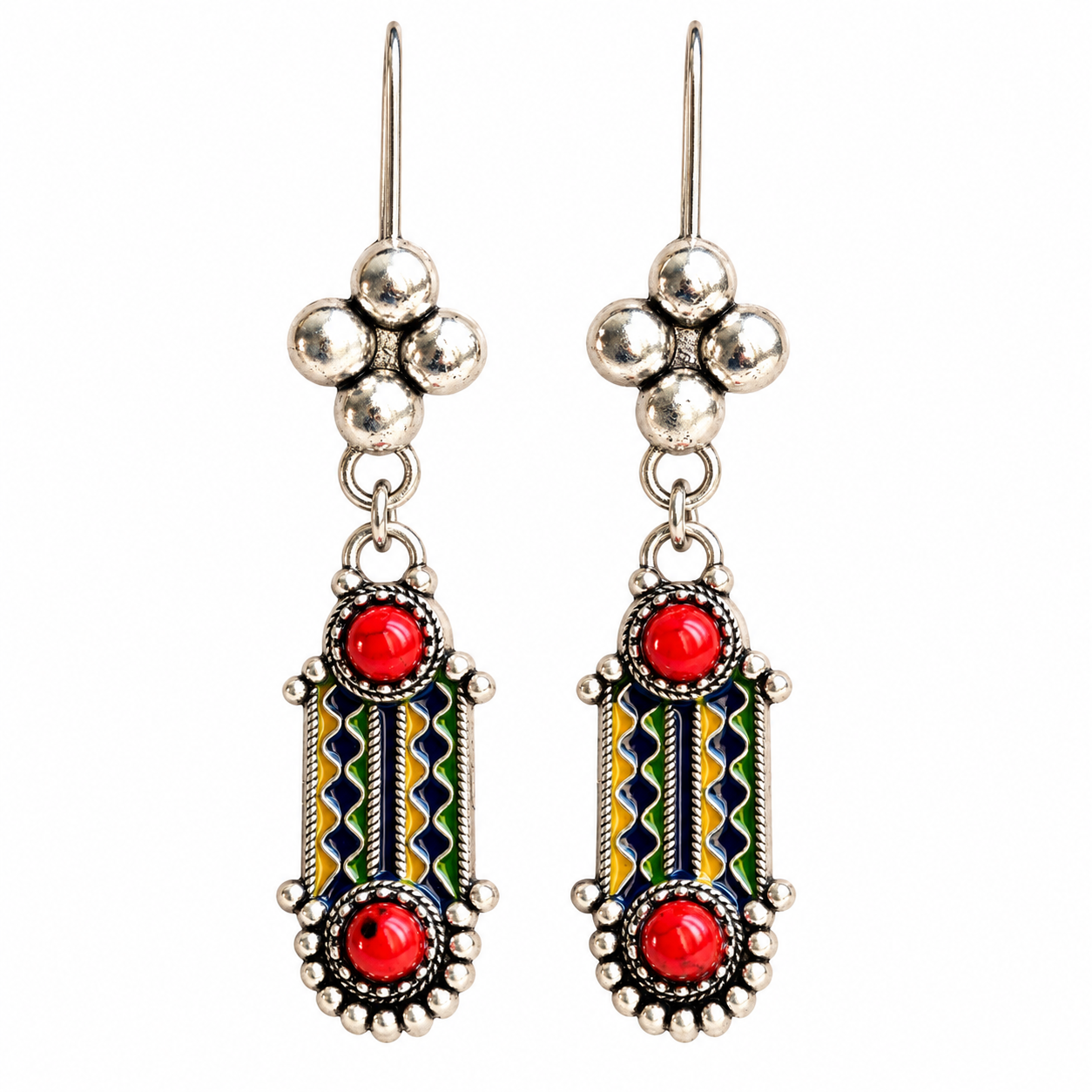 Amazigh Berber Kabyle Earrings Silver Tone Cultural Jewelry Design