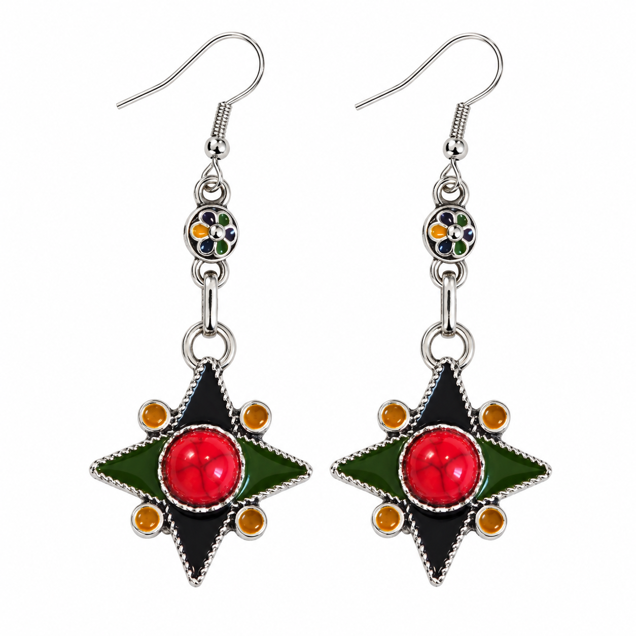 Amazigh Berber Kabyle Earrings with Silver Tone Modern Design