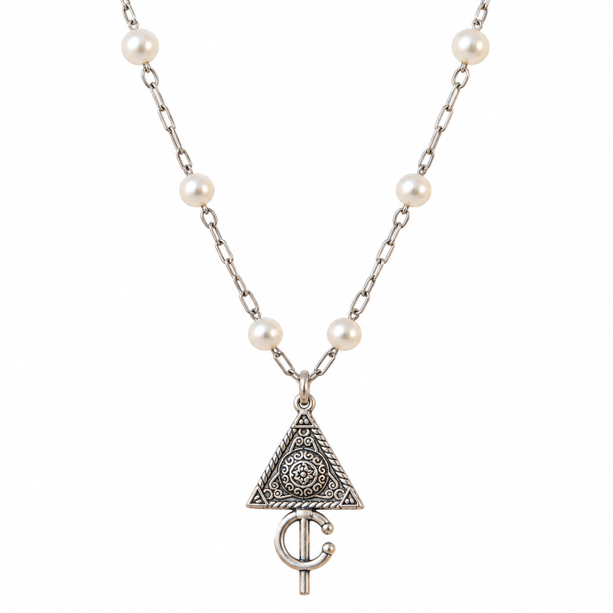 Amazigh Berber Kabyle Fibule Necklace with Pearls and Pendant