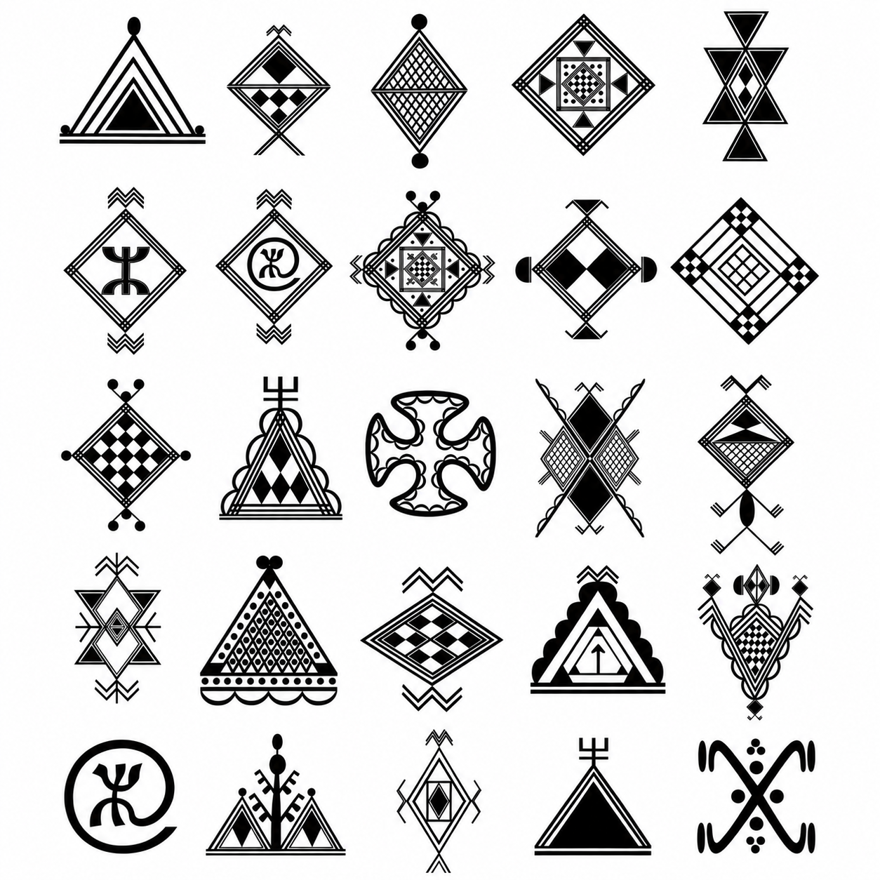 Amazigh Berber Kabyle Tattoo Symbols Digital Printable Download
