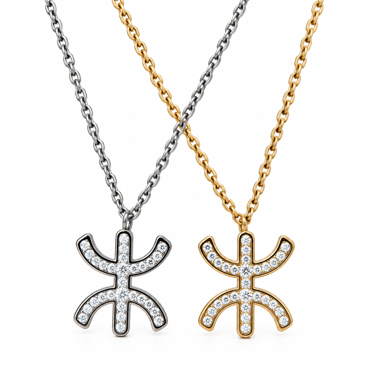 Amazigh Berber Kabyle Yaz Tifinagh lettre Necklace with Sparkling Pendant