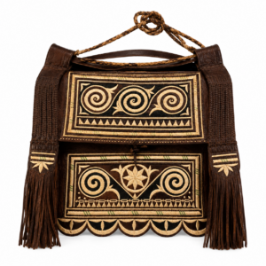 Amazigh Berber Protective and Spiritual Shoulder Bag with Vintage Leather Embroidery