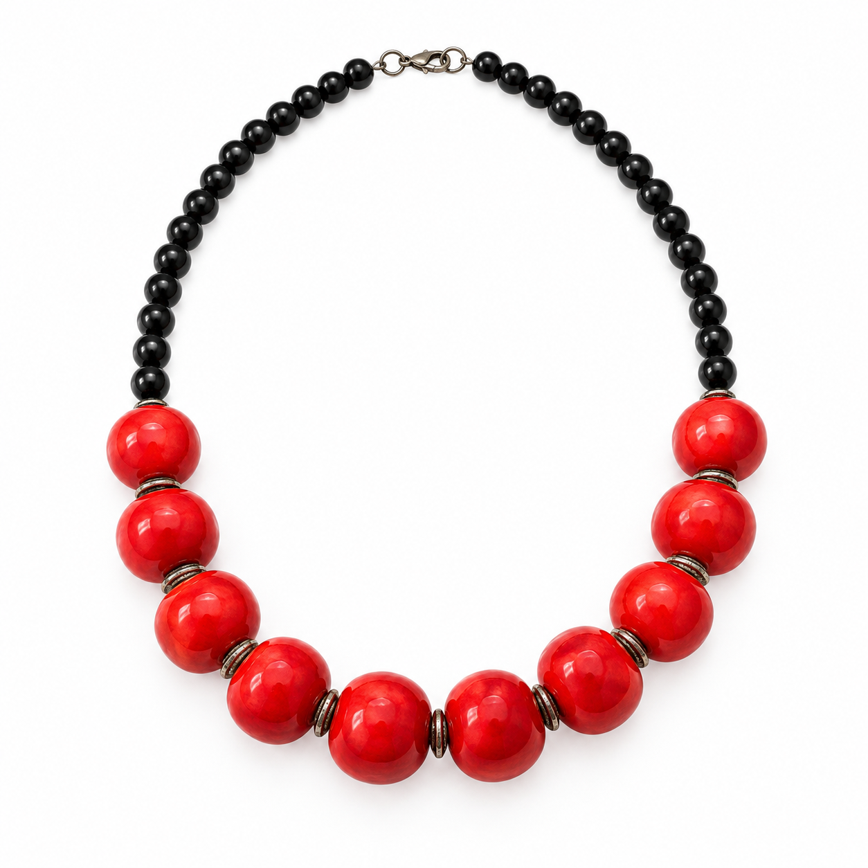 Amazigh Berber Red Bead Statement Necklace with Artisan Design
