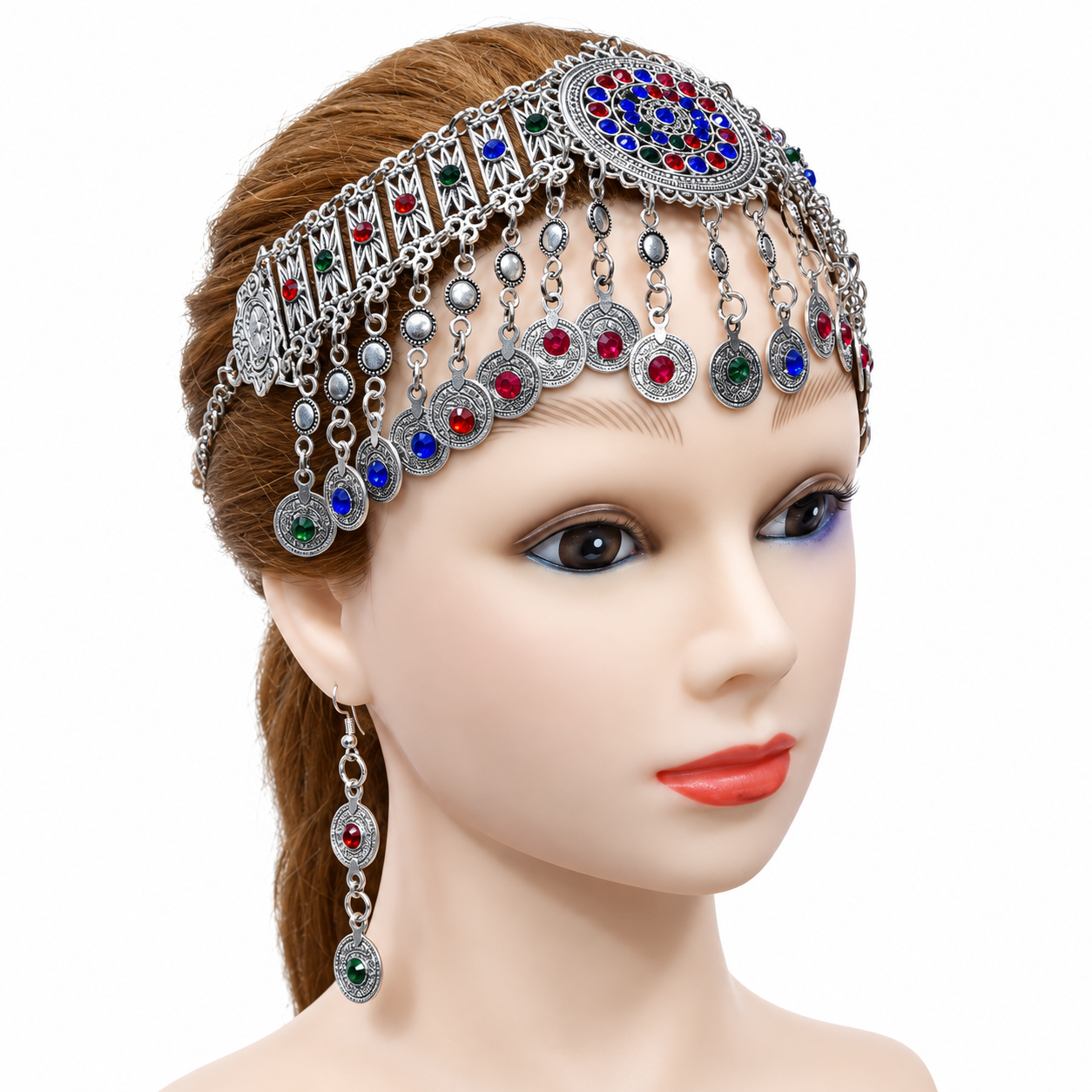 Amazigh Berber Sousse Tiara Head Jewelry Set with Earrings