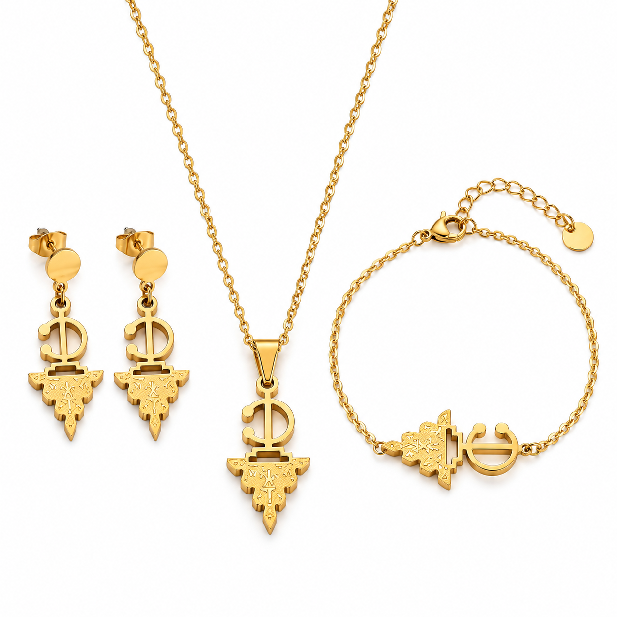 Amazigh Berber Tazerzit Fibule Jewelry Set Kabyle Stainless Steel