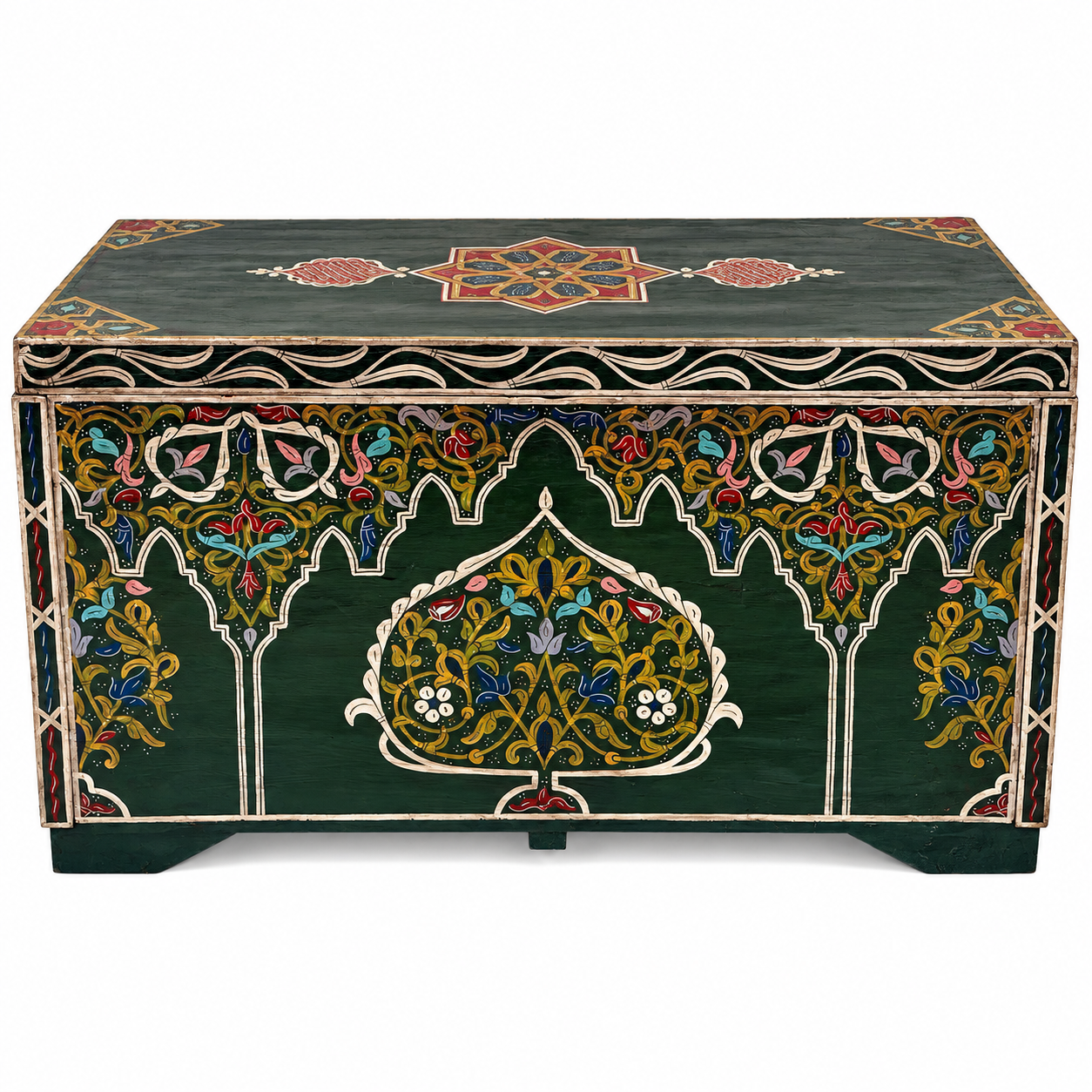 Amazigh Berber Tazwakt Painted Wooden Chest Wall Art