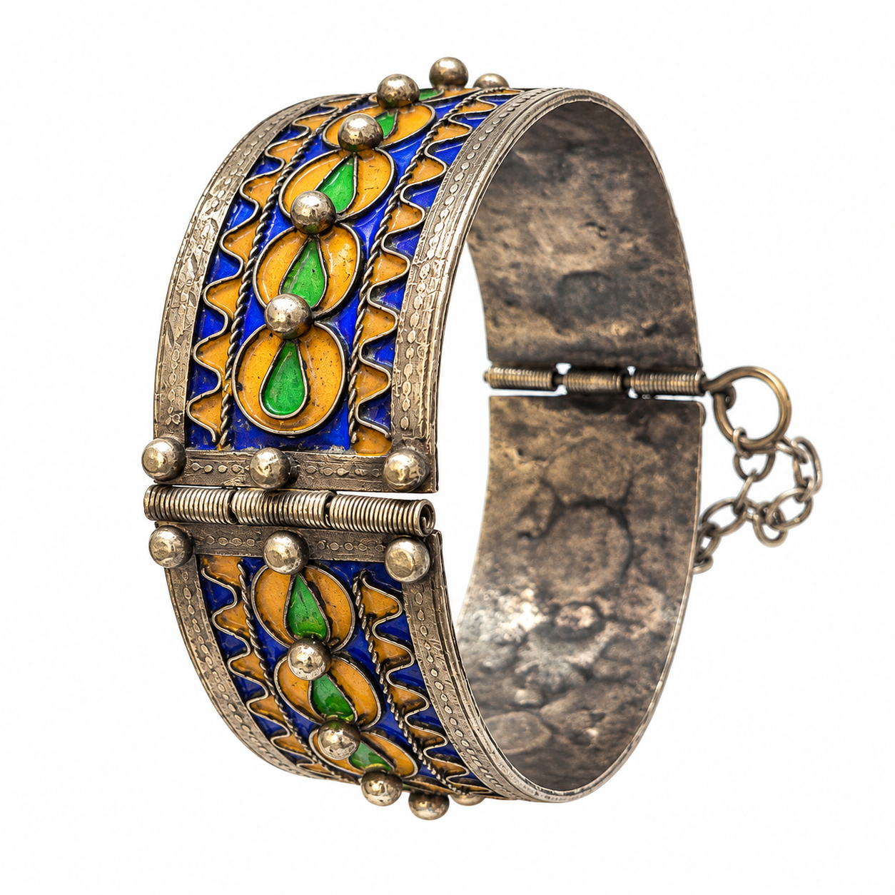 Amazigh Berber Tifinagh Manchette Charnière Émail Vintage Bracelet