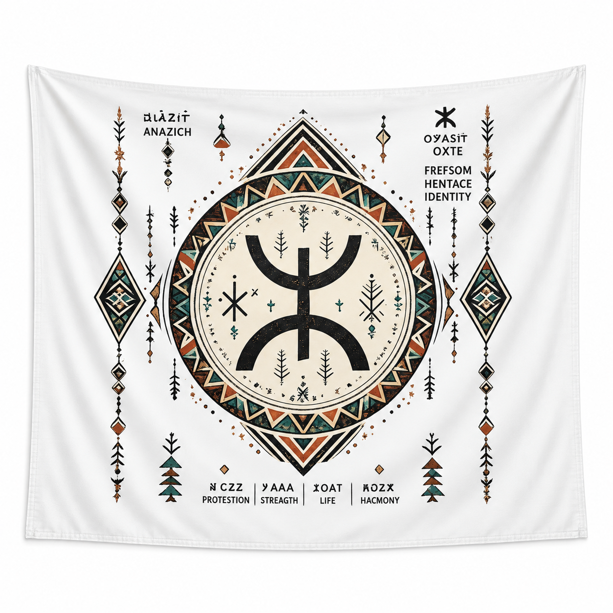 Amazigh Berber Tifinagh Symbol Tapestry Wall Art Decor