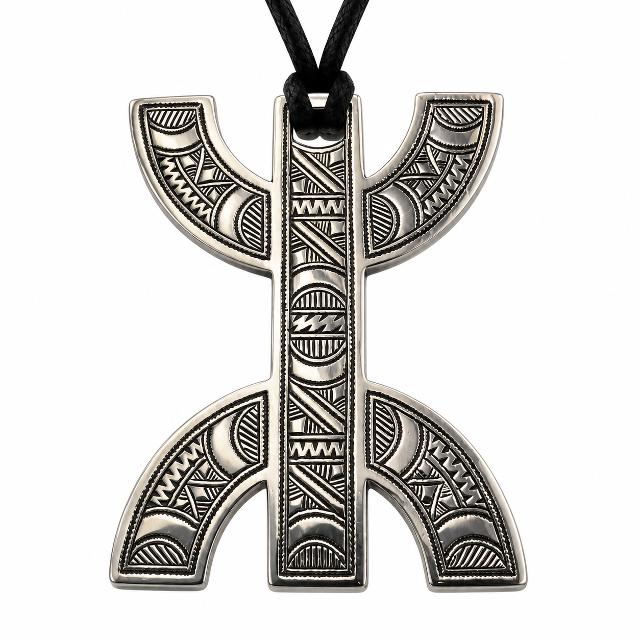Amazigh Berber Tifinagh Tuareg Silver Necklace with Kabyle Design