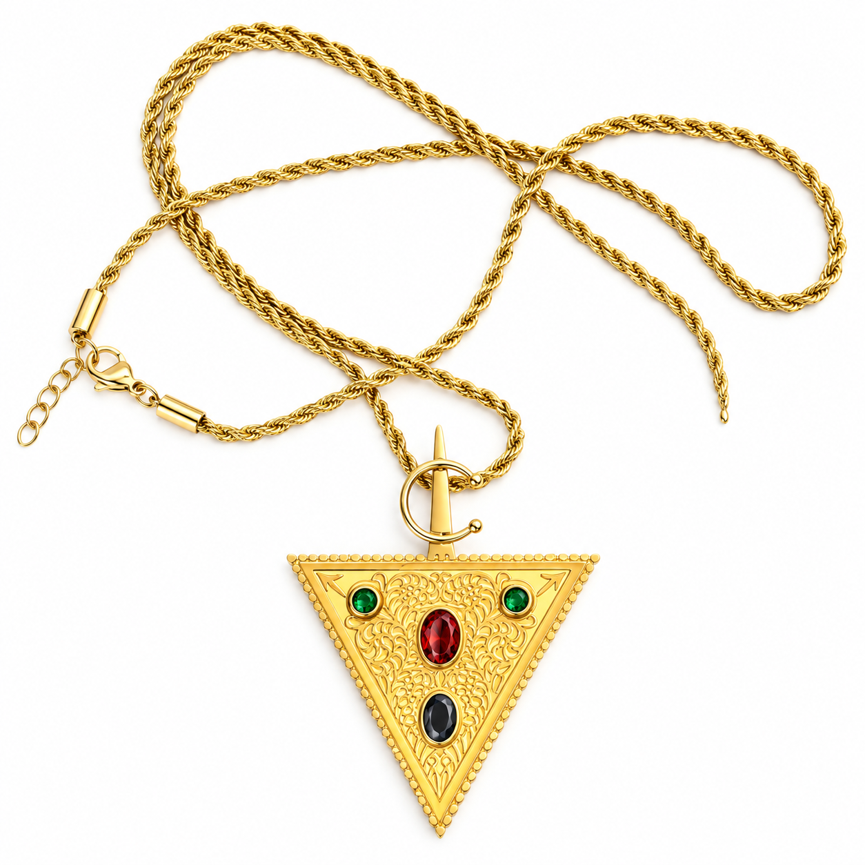 Amazigh Berber Timizghin Triangle Motif Gold Pendant Necklace