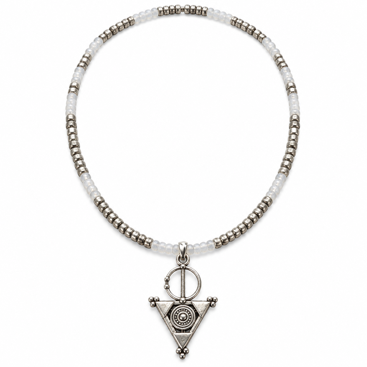 Amazigh Berber Tizerzit Necklace with Beaded Fibule Pendant