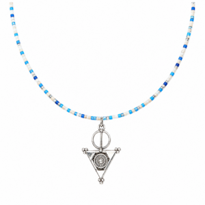 Amazigh Berber Tizerzit Necklace with Fibule Pendant and Beads