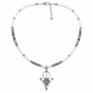 Amazigh Berber Tizerzit Necklace with Natural Stones and Steel