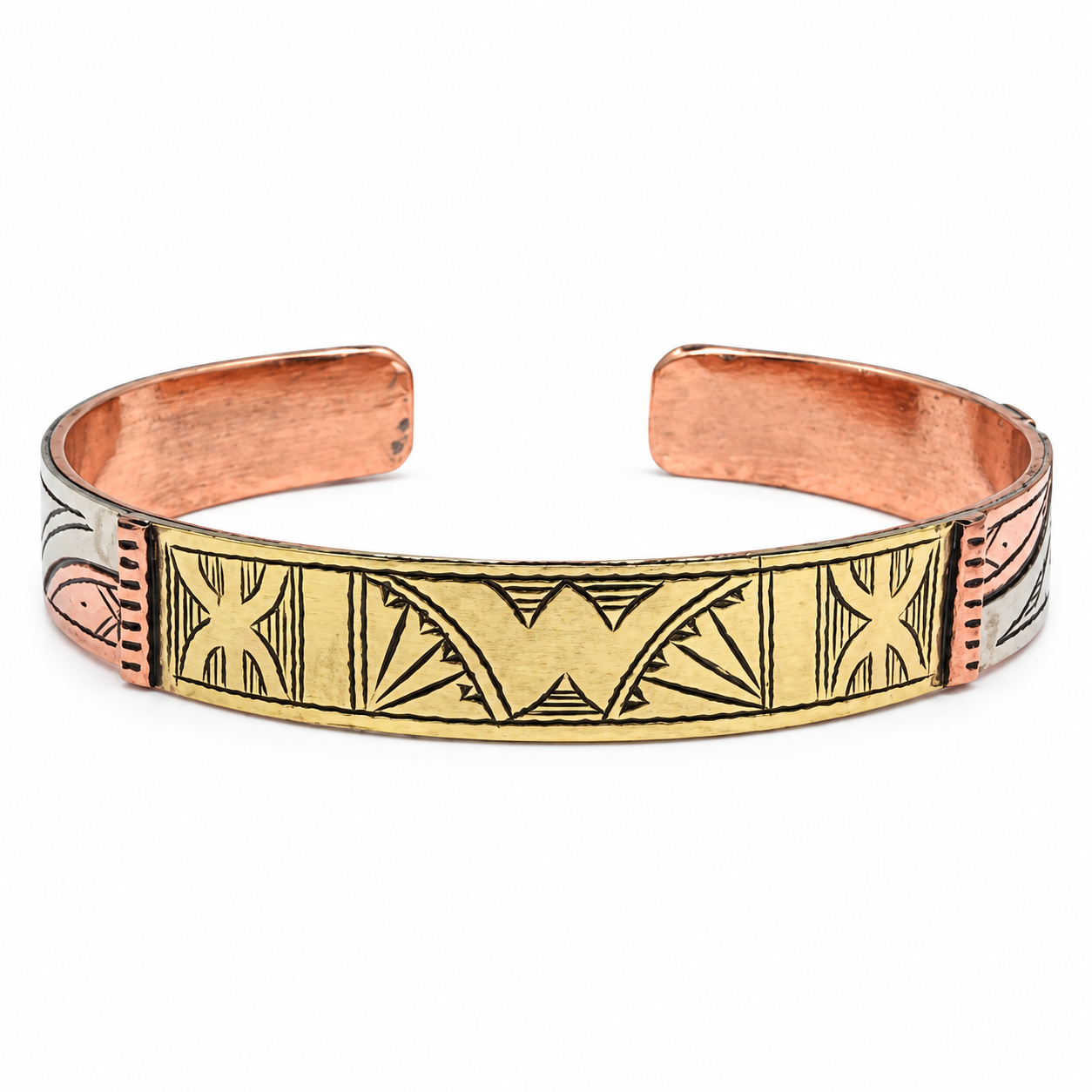 Amazigh Berber Tuareg Brass Bangle Bracelet with Symbolic Design