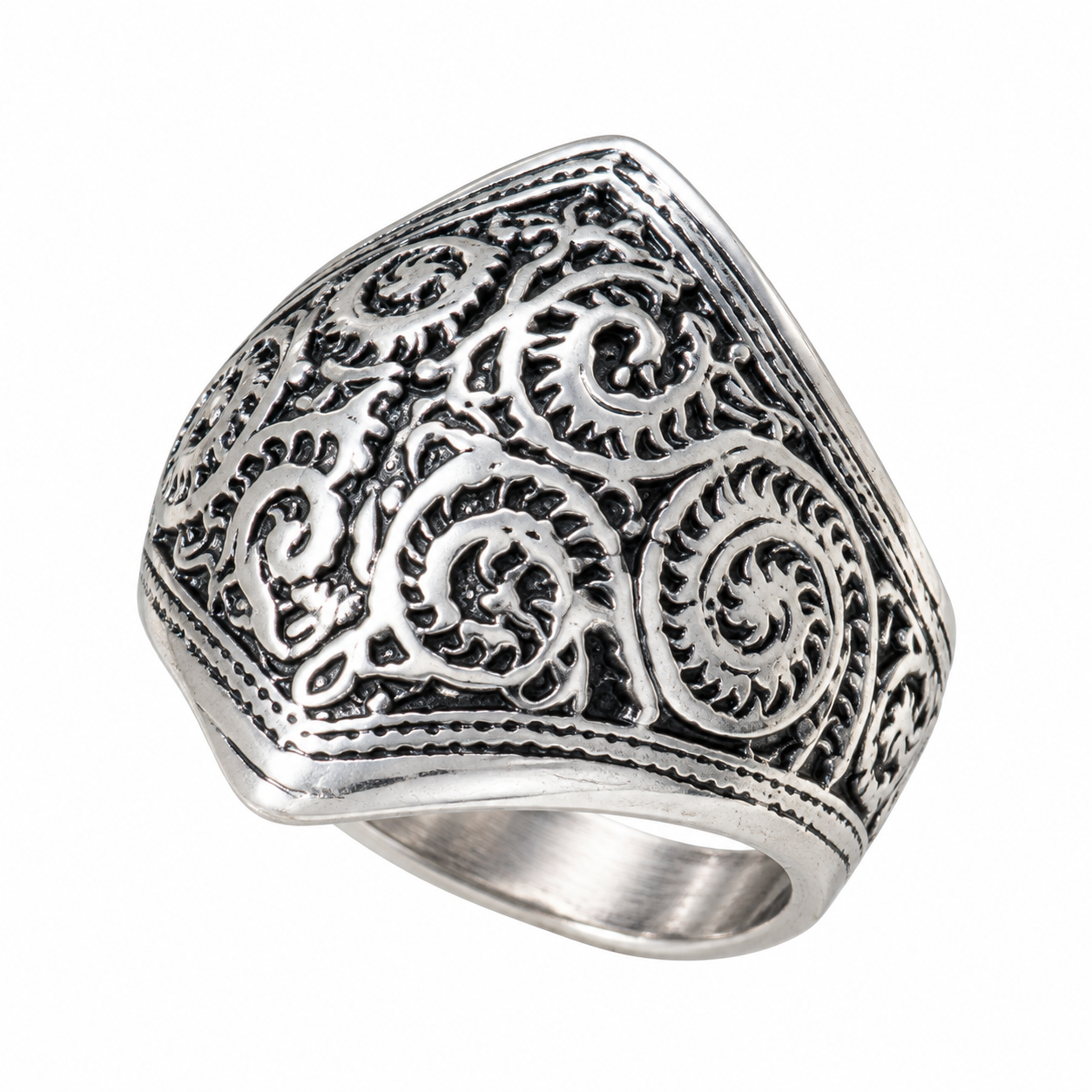 Amazigh Berber Tuareg Silver Tribal Engraved Adjustable Ring