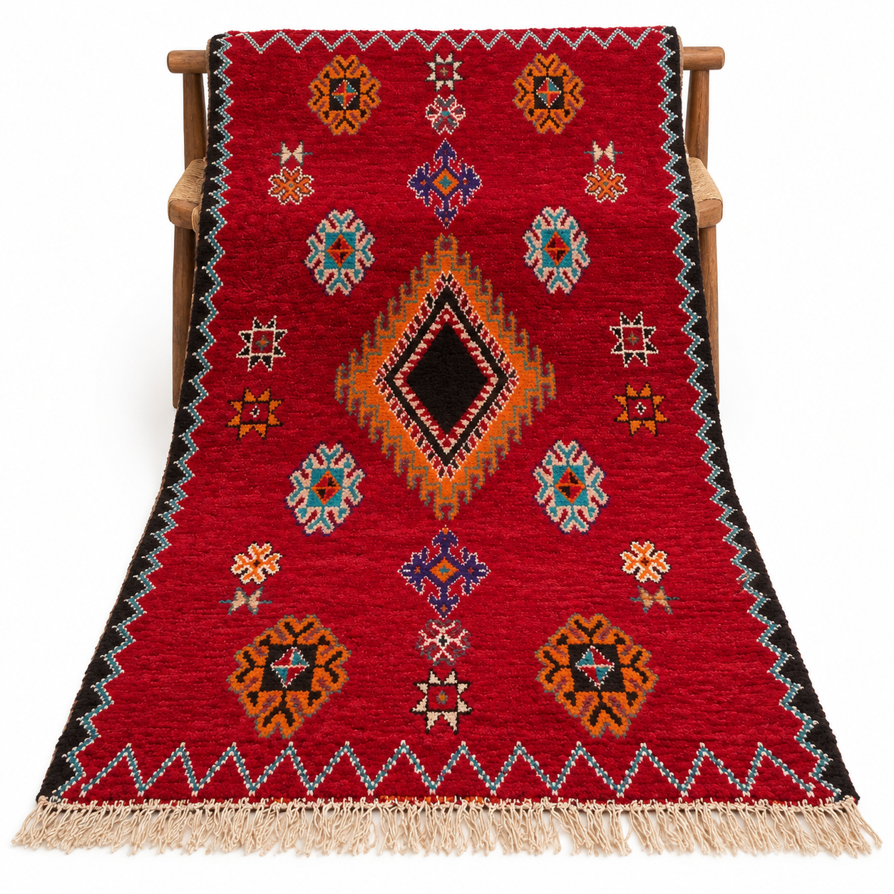Amazigh Berber Vintage Red Wool Rug Handmade Tribal Carpet