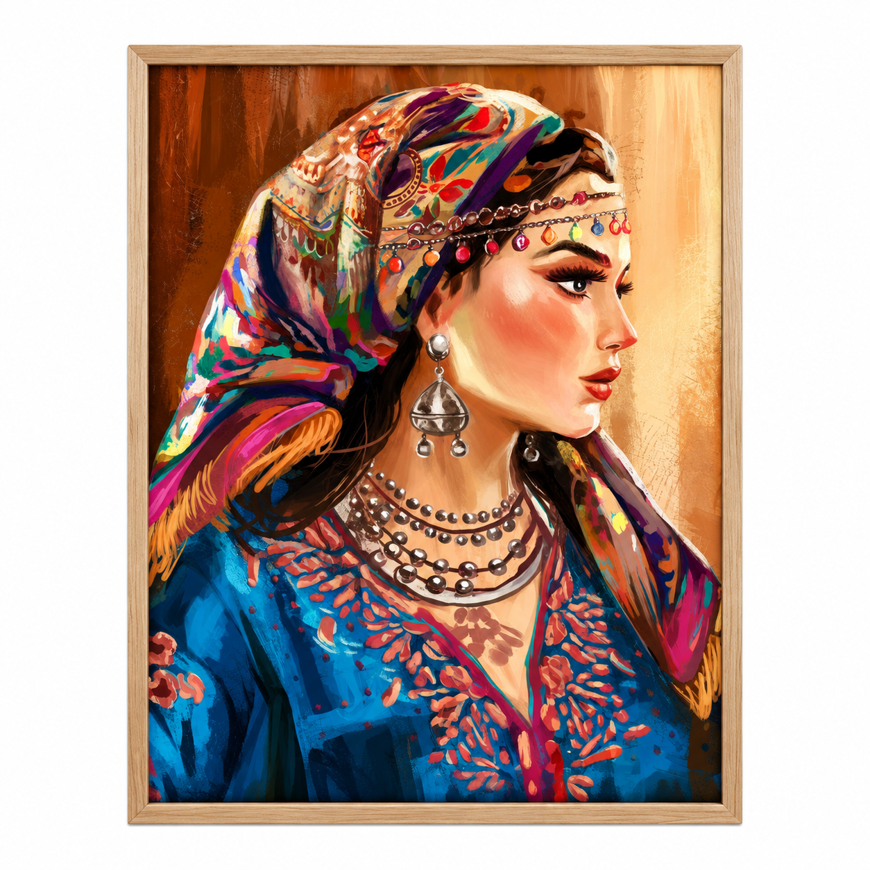 Amazigh Berber Woman Portrait Digital Wall Art PNG Illustration
