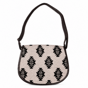 Amazigh Black Leather Handbag Bag with Traditional Motifs