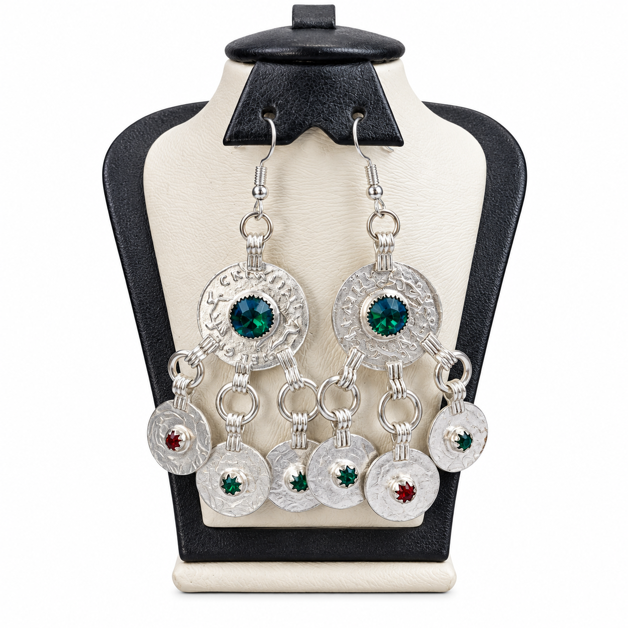 Amazigh Colorful Stones Traditional Handmade Earrings with Heritage Design